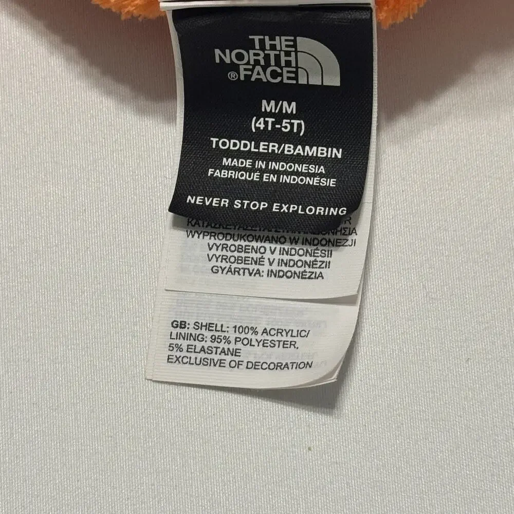 North Face Camo And Orange Fleece Cozy Pom Beanie Hat Baby EUC 4T